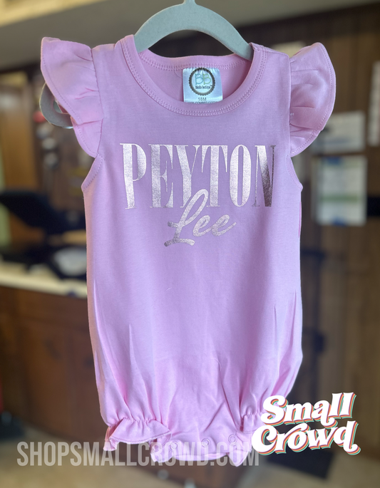 Bubble ruffle Tank - pink with rose gold foil