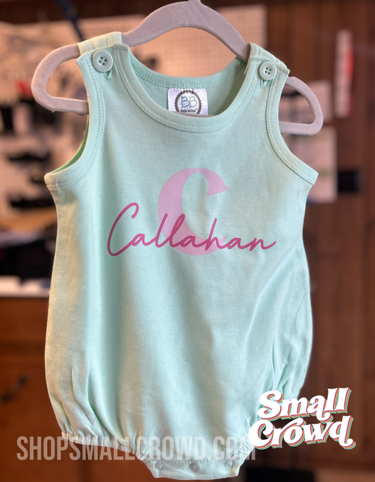 Initial/Name Bubble Tank - mint with pink