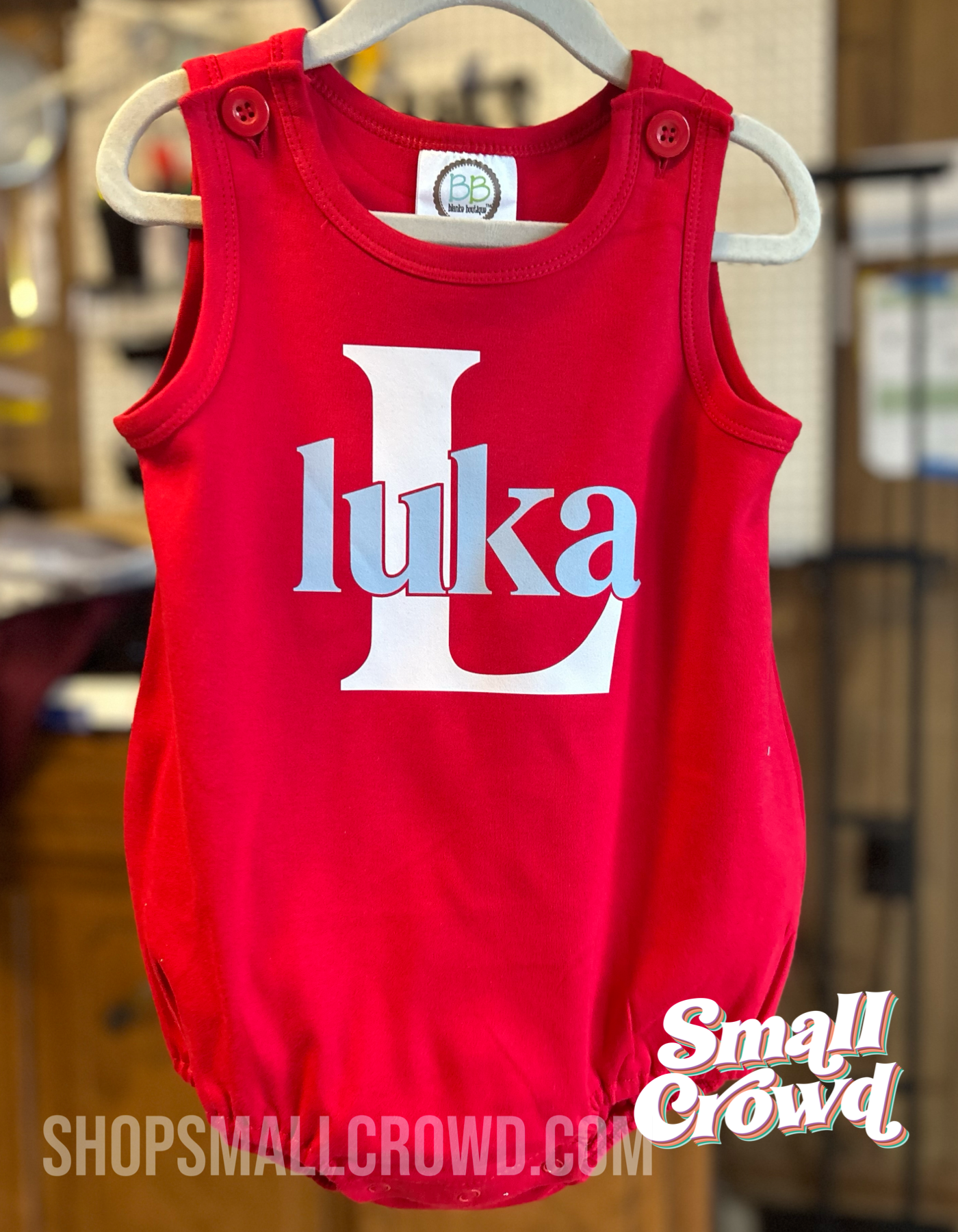 Initial/Name Bubble Tank - red with light blue