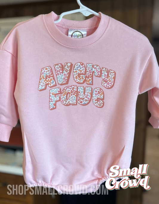 Spring Leopard Name Bubble Sweatshirt - light pink