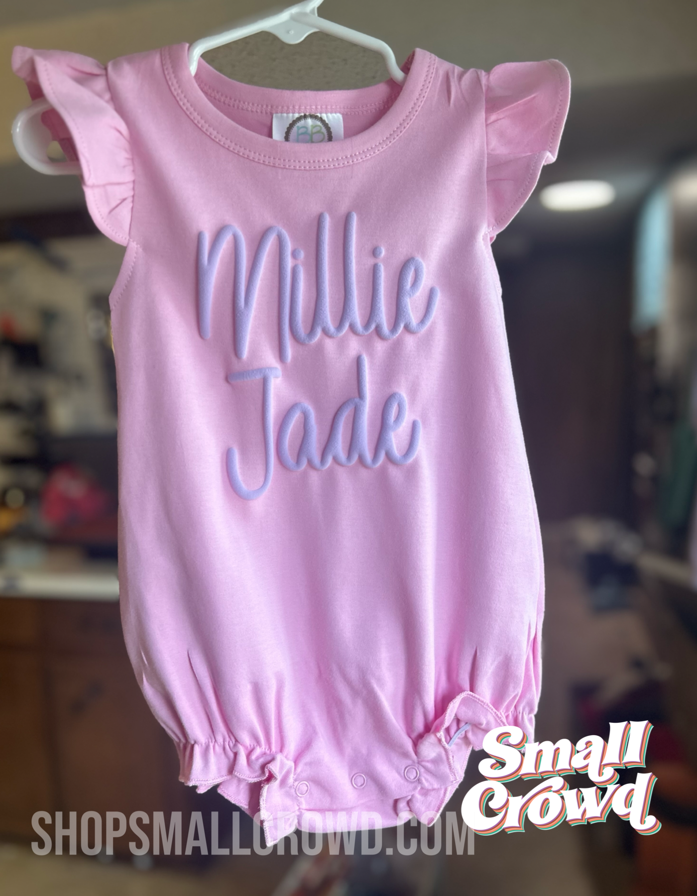 Bubble ruffle Tank - pink with lilac puff