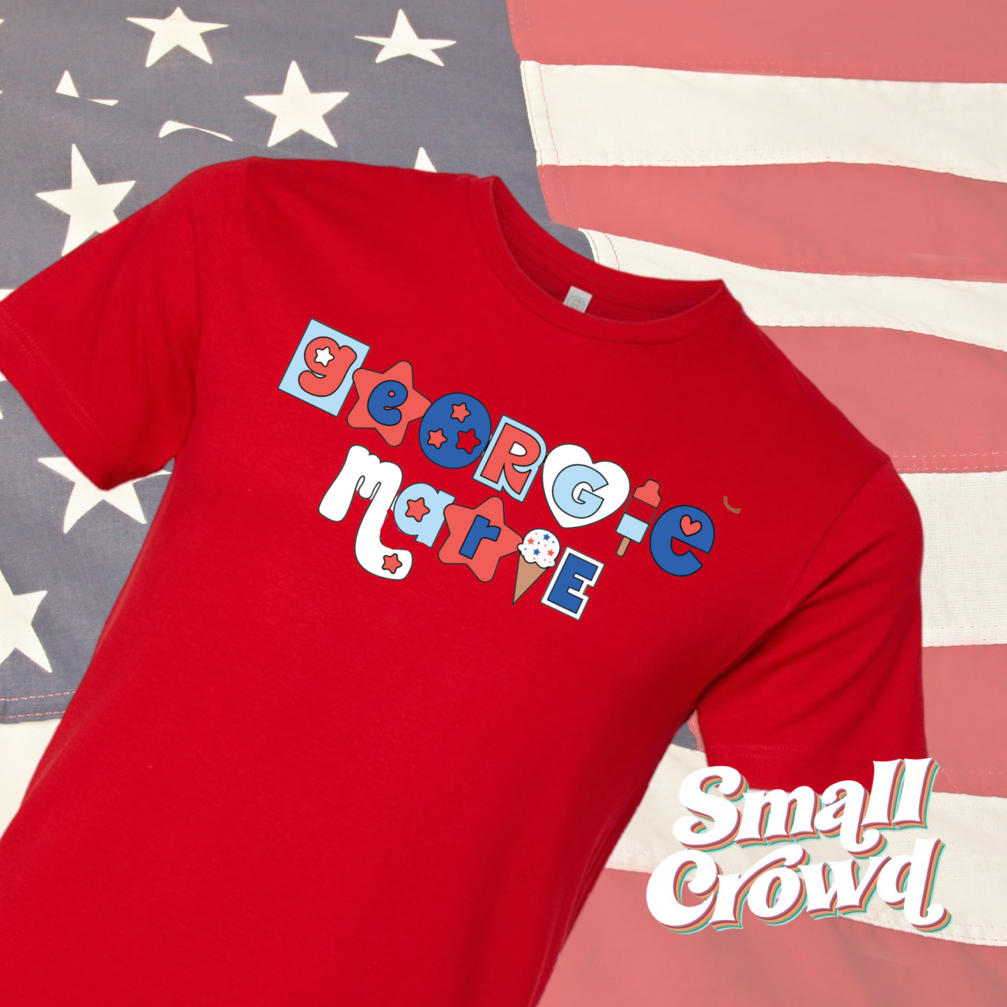Patriot POP Custom Name tee - red shirt