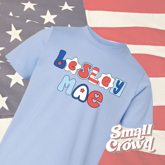 Patriot POP Custom Name tee - Light Blue