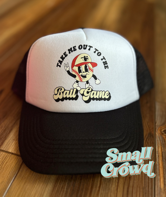 Take Me Out to the Ball Game - White/Black Trucker Hat