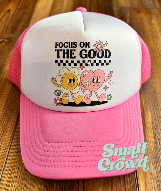 Focus On The Good - White/Pink Trucker Hat
