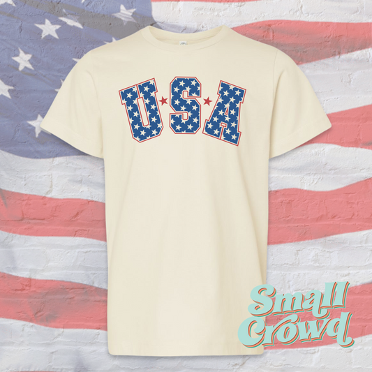 USA block letters - Ivory tee