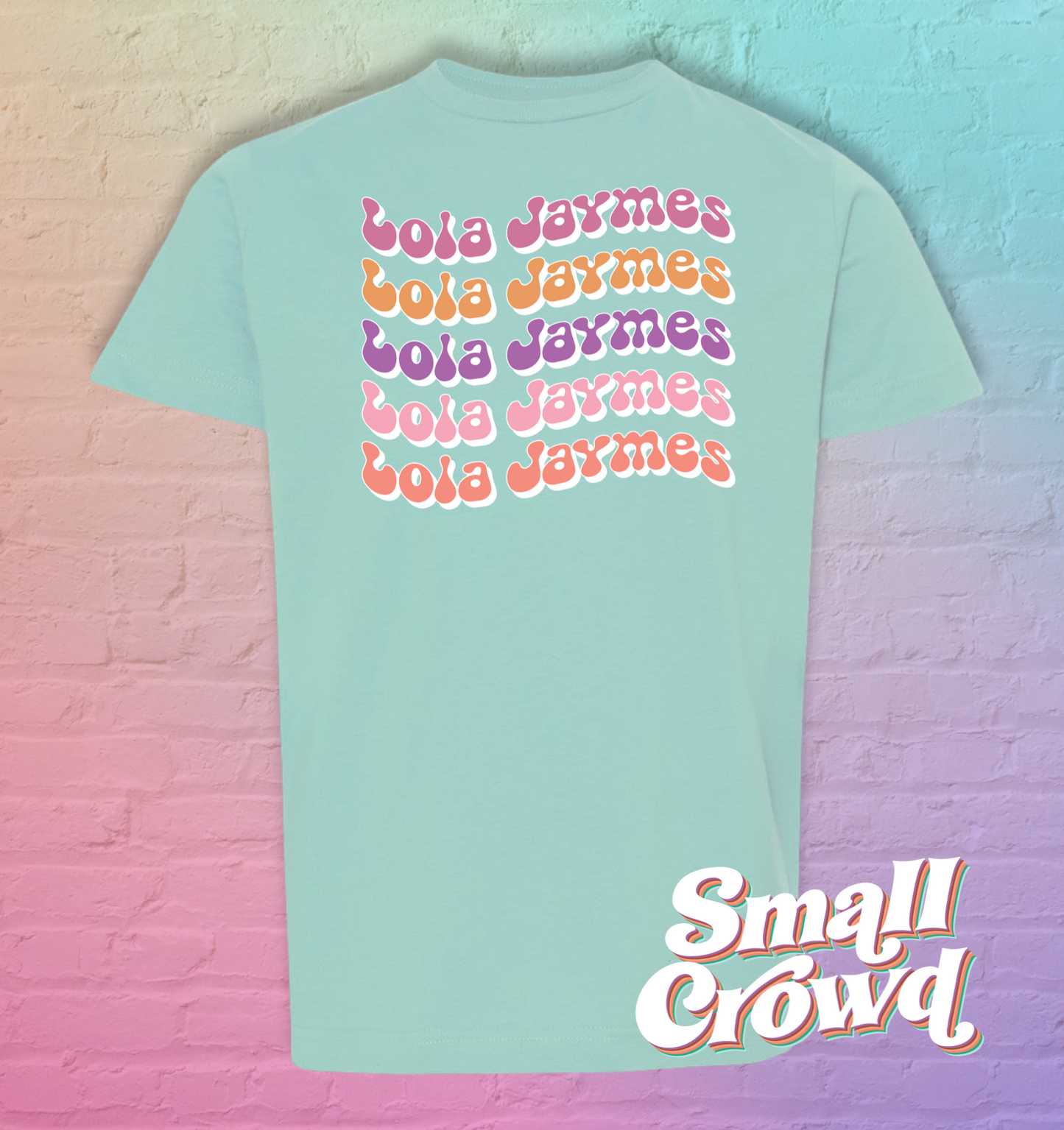 Wavy Retro Name Tee (pinks) - chill/chalky mint