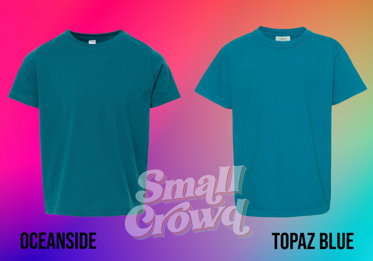 Wavy Retro Name Tee (blues) - oceanside/topaz blue