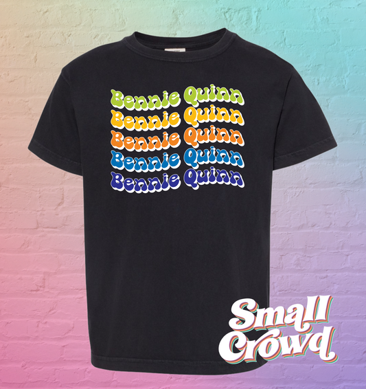 Wavy Retro Name Tee (rainbow) - black