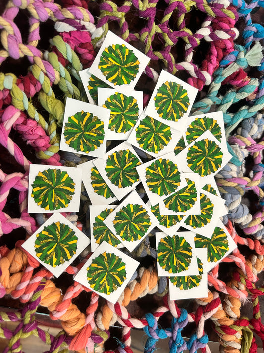Green/Gold Pom Pom temporary face tattoos - Variety Pack (6pk)