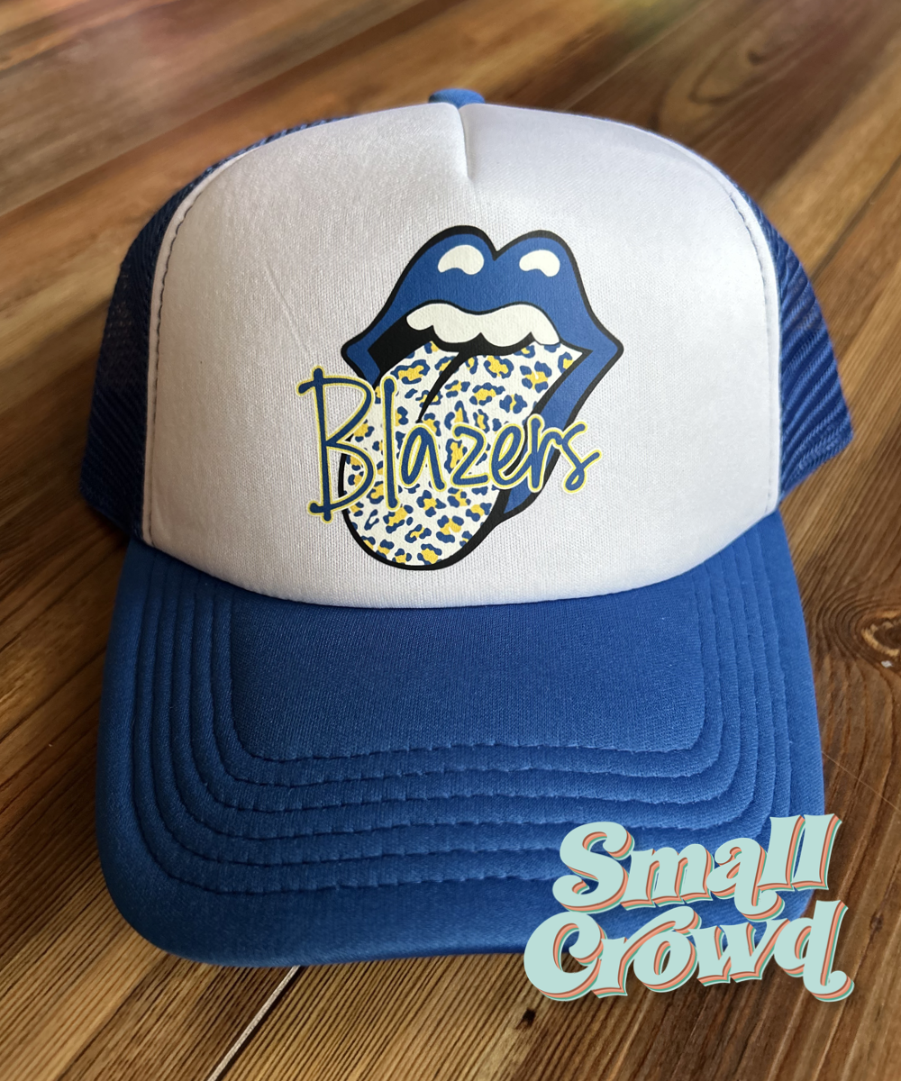 Blazers Rockin’ Tongue - White/Blue Trucker Hat