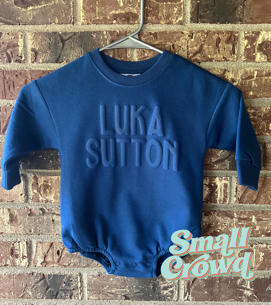 Blue Puff Name - navy bubble sweatshirt