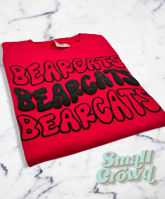 WAVY STACKED black PUFF on Red - COMFORT COLORS™