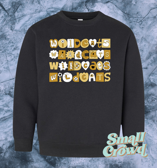 Wildcats (gold) Cutie Stack - Black Sweatshirt