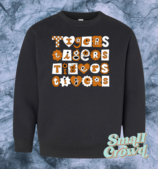 Tigers (burnt orange) Cutie Stack - black Sweatshirt