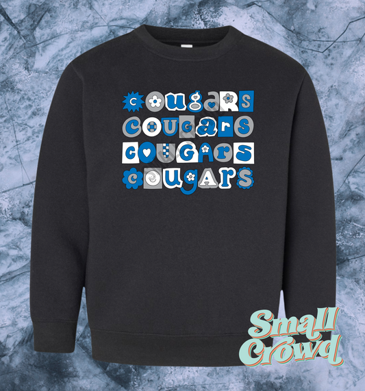 Cougars (blue) Cutie Stack - Black Sweatshirt