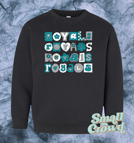 Royals (teal/silver/white) Cutie Stack - black Sweatshirt