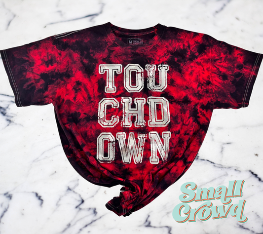 Touchdown (silver foil)- Red/Black Tie Dye Tee
