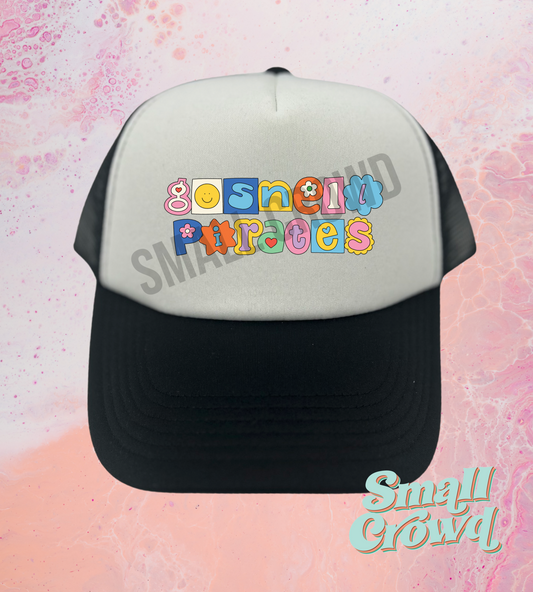 Gosnell Pirates Girly Pop - White/Black Trucker Hat