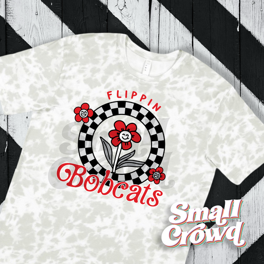 Flippin Bobcats Cool Girl Check Tee - haze tie dye