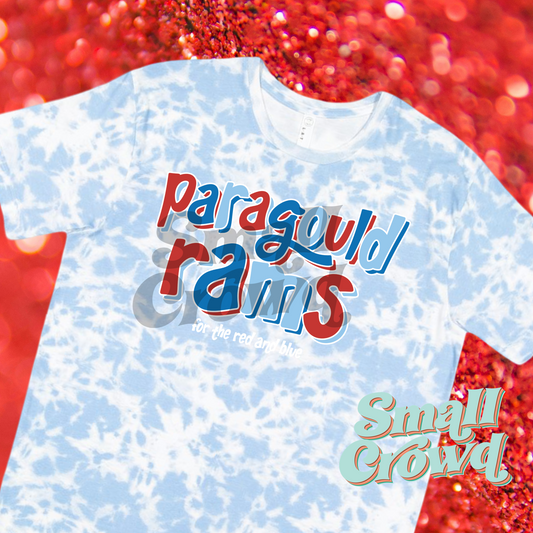 Paragould rams Double Doodle Tee - blue tie dye