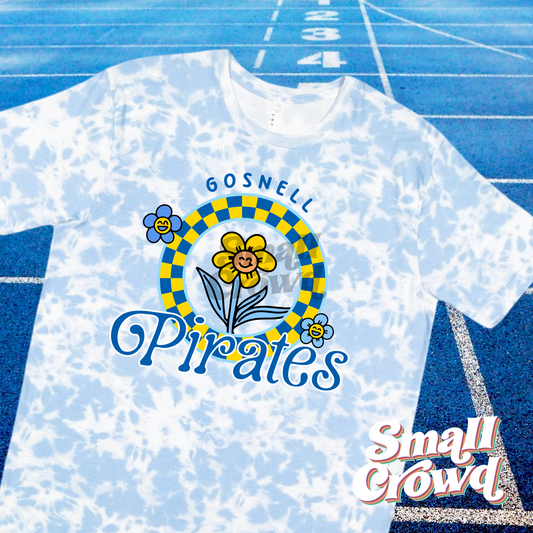 Gosnell Pirates Cool Girl Check Tee - blue tie dye