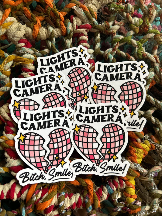 Lights, Camera, B Smile - Laptop/Waterbottle Sticker