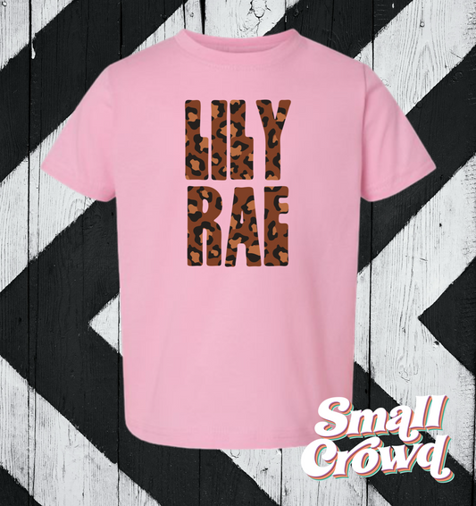 Leopard Name Tee - light pink