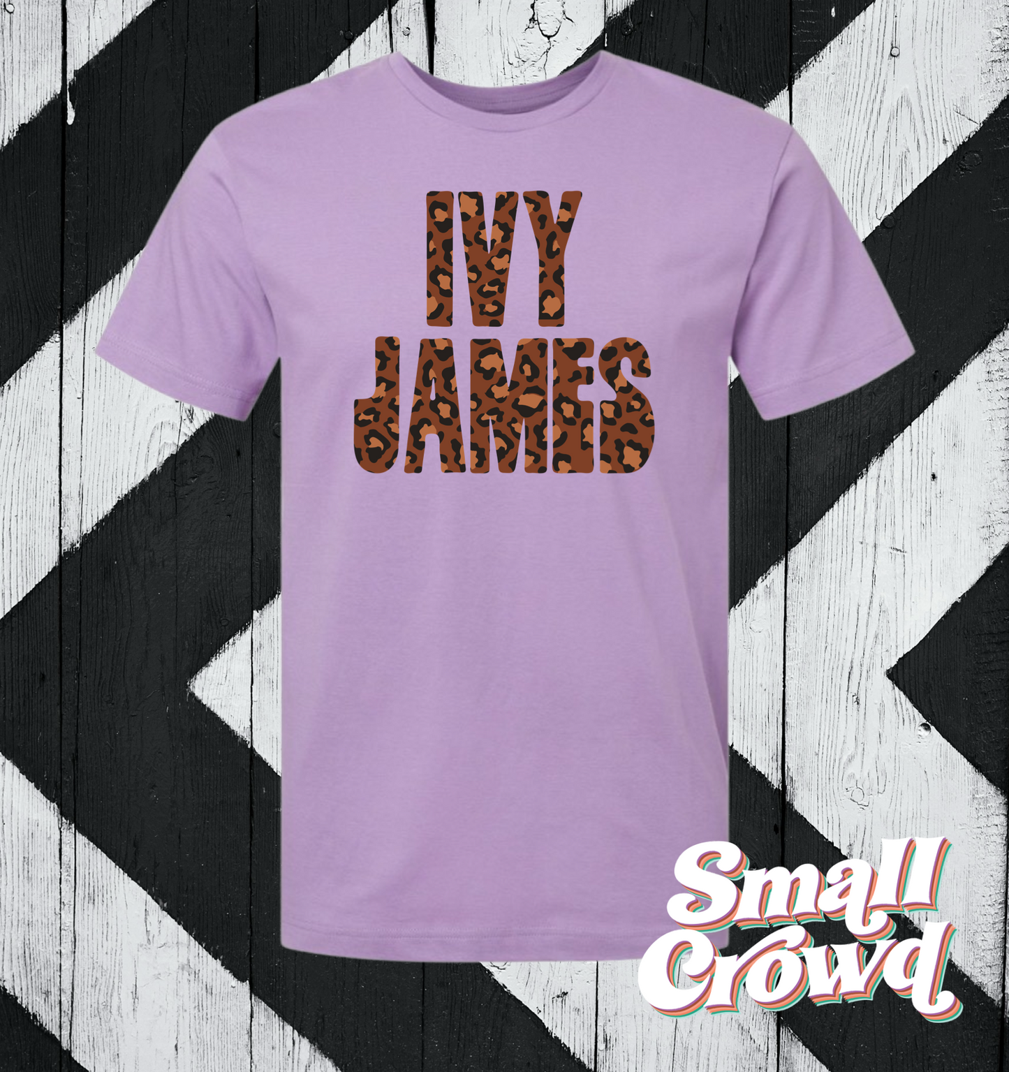 Leopard Name Tee - lavender(LAT)/violet(comfort colors)