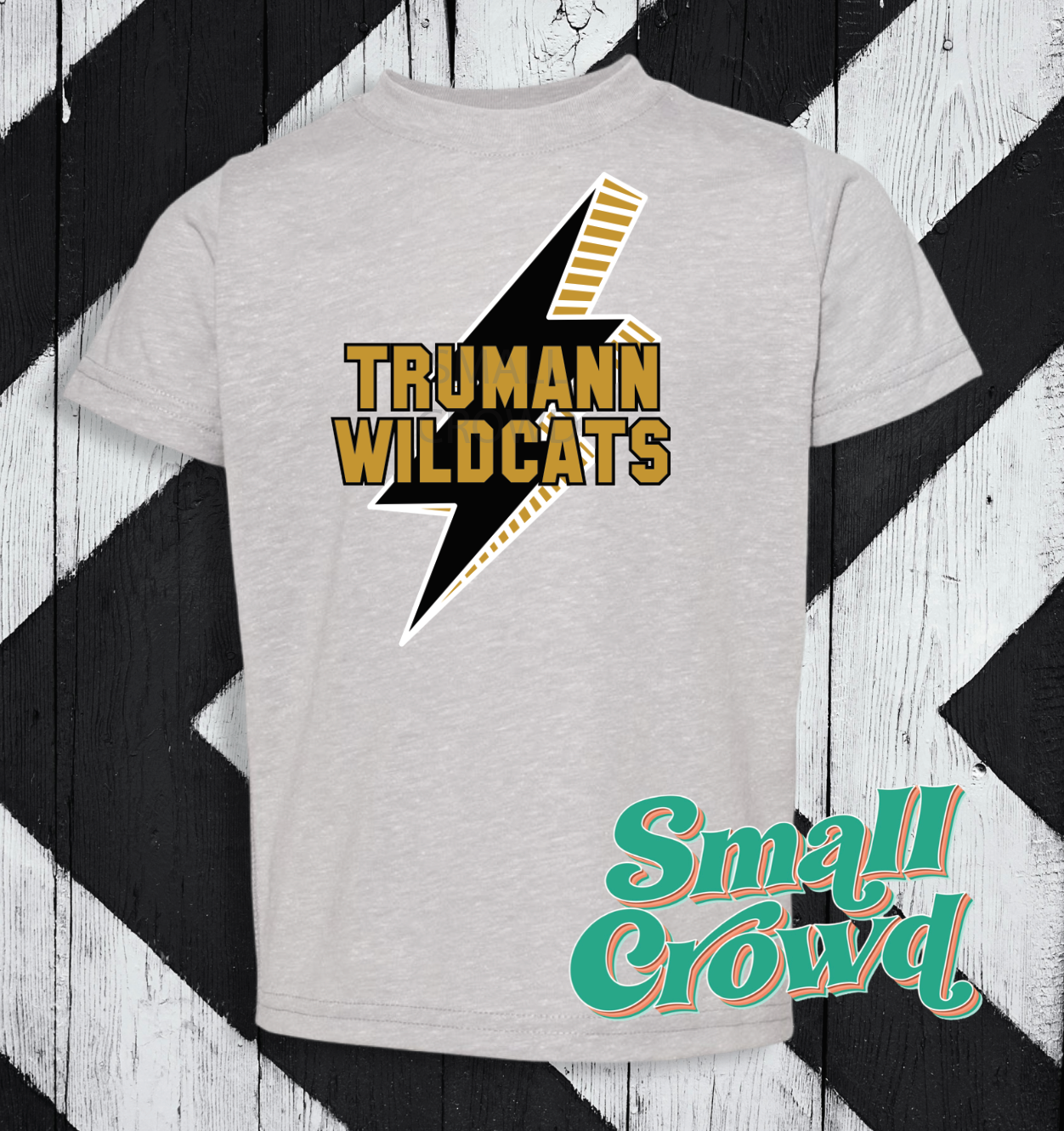 Trumann Wildcats Lightning Bolt - Grey Mélange Tee (rabbit skins/LAT)