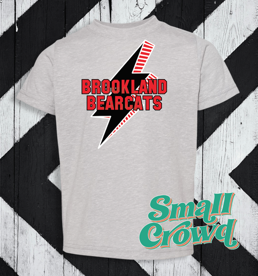 Brookland Bearcats Lightning Bolt - Grey Mélange Tee (rabbit skins/LAT)