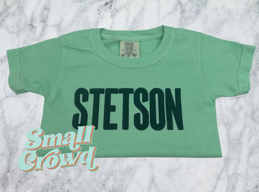 Puff Name Tee - Dark Green on Island Reef - COMFORT COLORS™