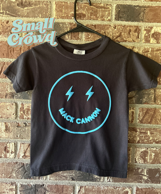 Puff Name Tee  - light blue on black - COMFORT COLORS™