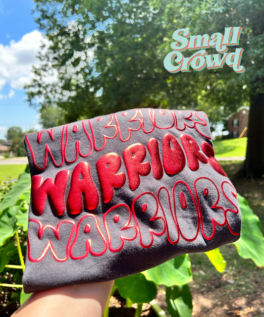 WAVY STACK Puff design  - RED *METALLIC* PUFF on black - COMFORT COLORS™