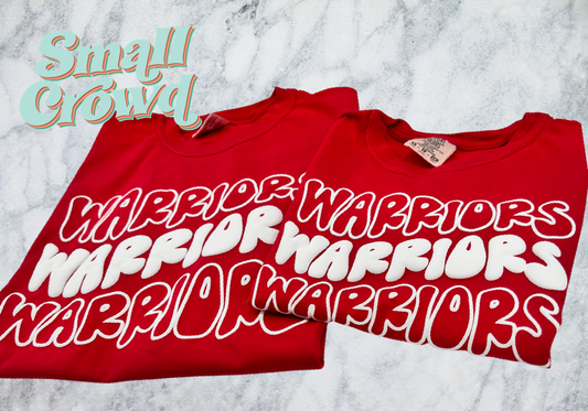 WAVY STACKED White PUFF on Red - COMFORT COLORS™