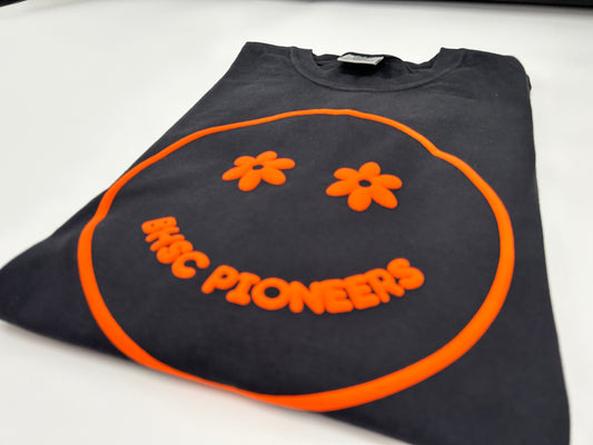 Smiley Puff design  - orange PUFF on black - COMFORT COLORS™