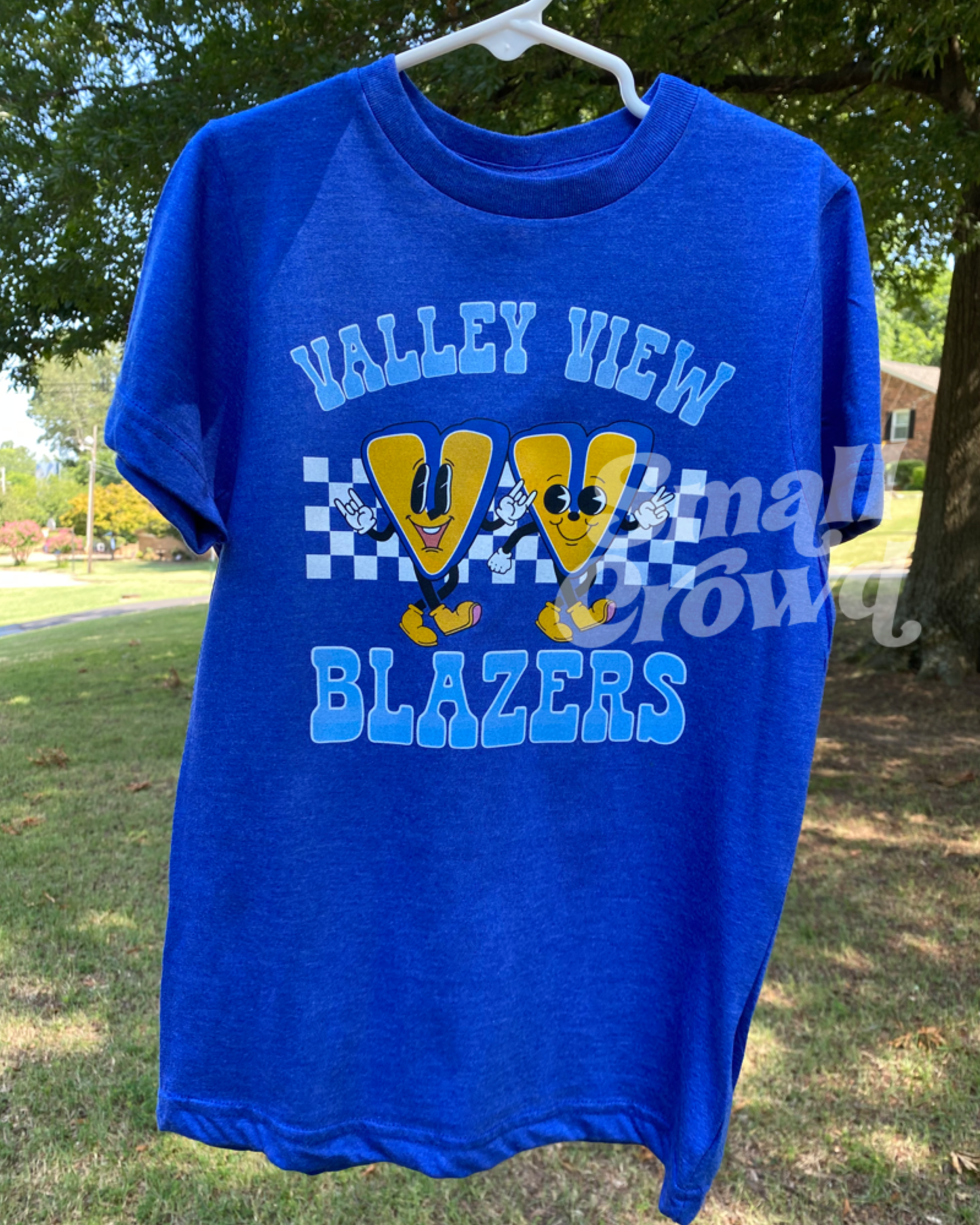 Valley View Retro Character School tee - Heather blue tee