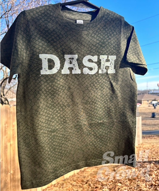 Green Reptile Name Tee - Printed Font/White