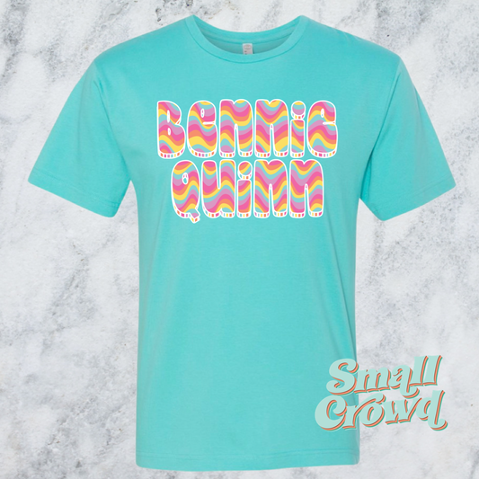 Wavy Stripes Name Tee - Caribbean