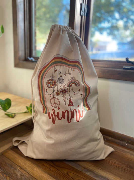 Santa Sack - holiday rainbow