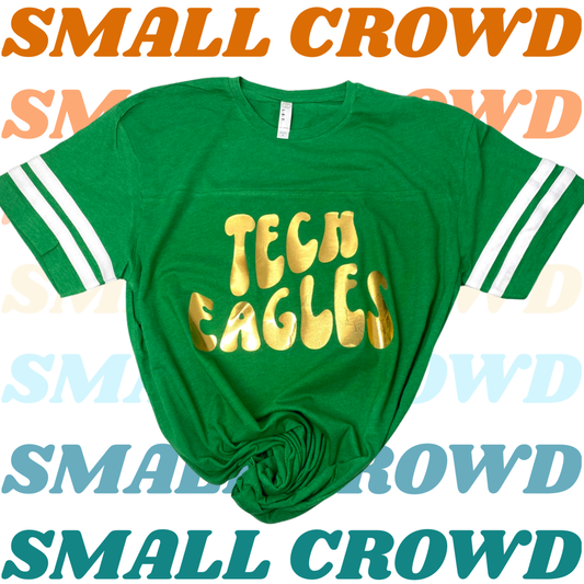 Tech Eagles Retro Foil Varsity Tee - green/gold
