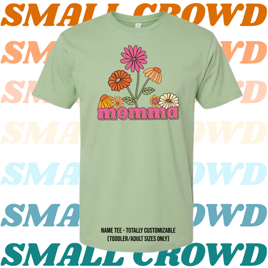 Retro Bloom Name tee - Sage (toddler and adult only)