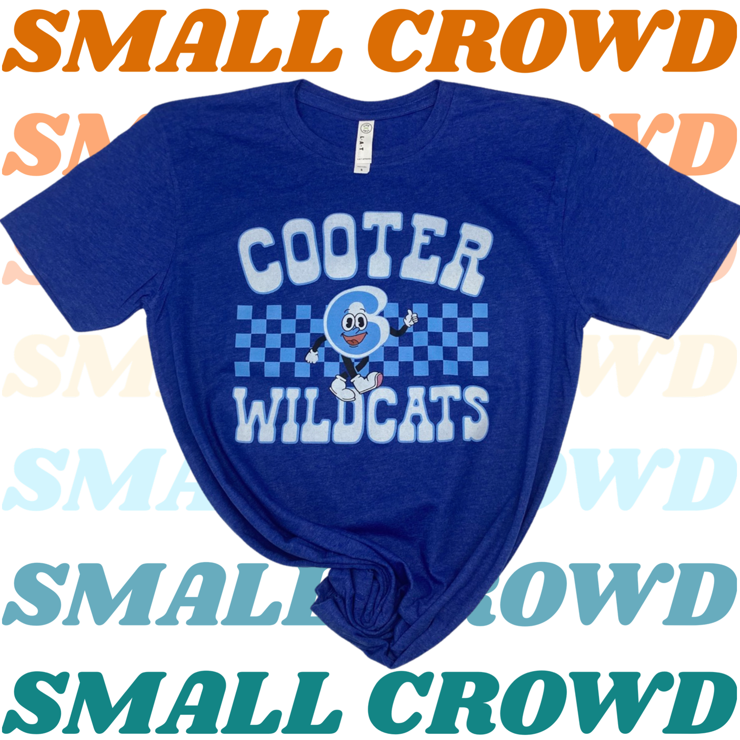 Cooter Wildcats Retro Character School tee - Heather blue tee