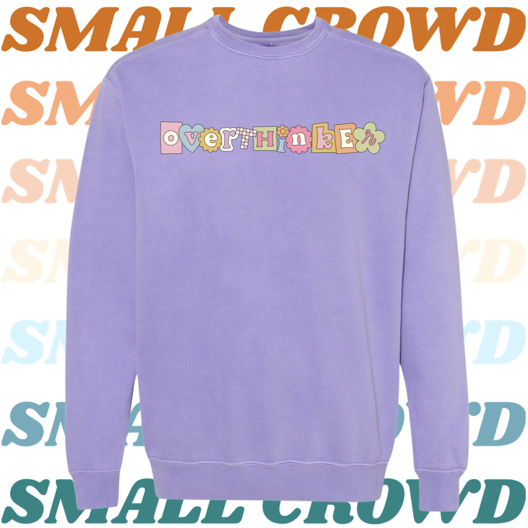 Overthinker (pink) graphic - Violet Comfort Colors