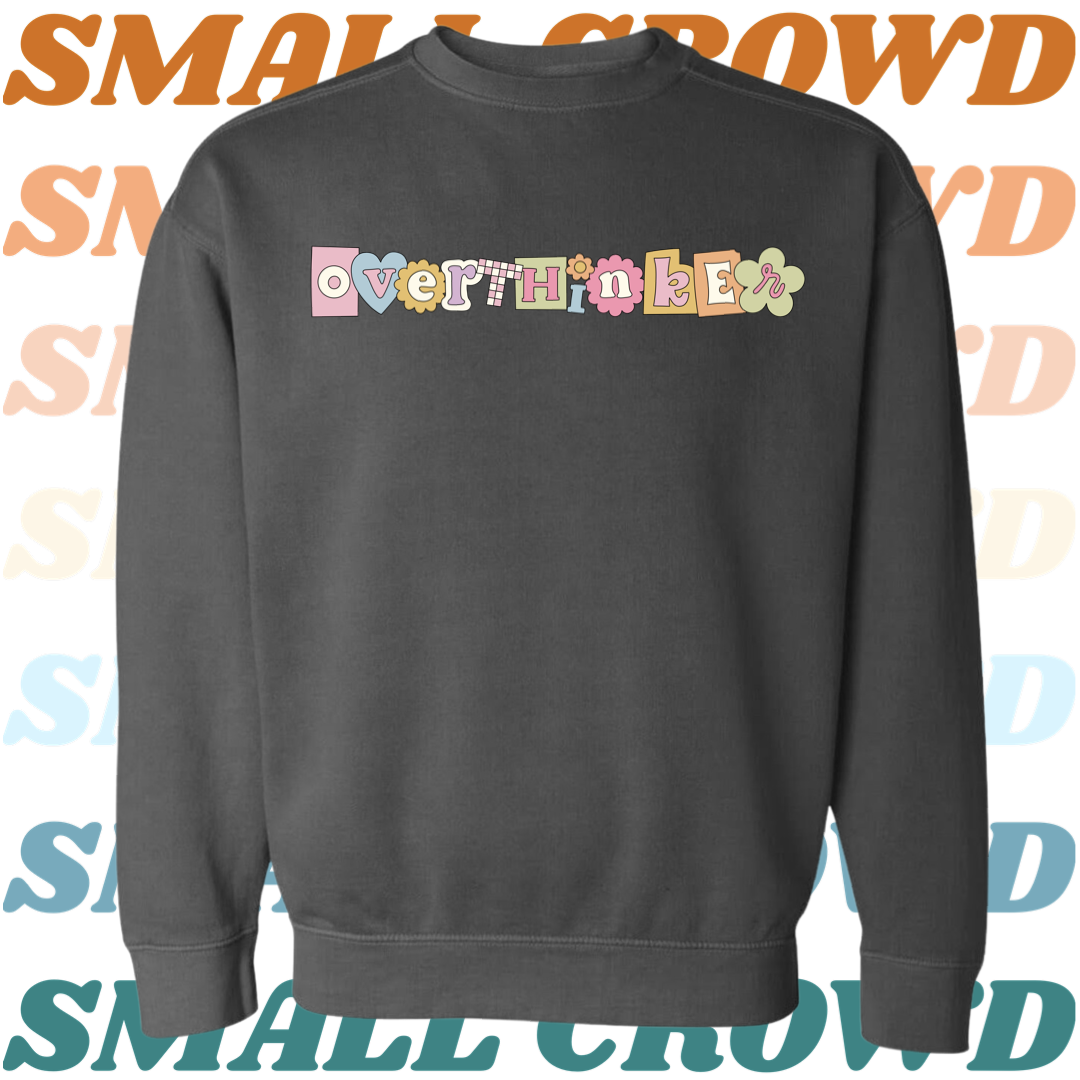 Overthinker (pink) graphic - pepper Comfort Colors