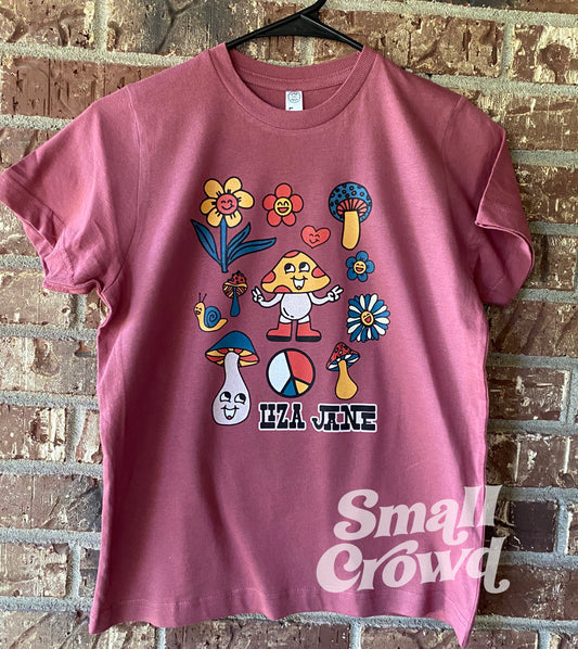 Retro Smiles Name tee - Rouge