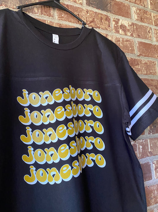 Retro Wave Varsity Tee - black