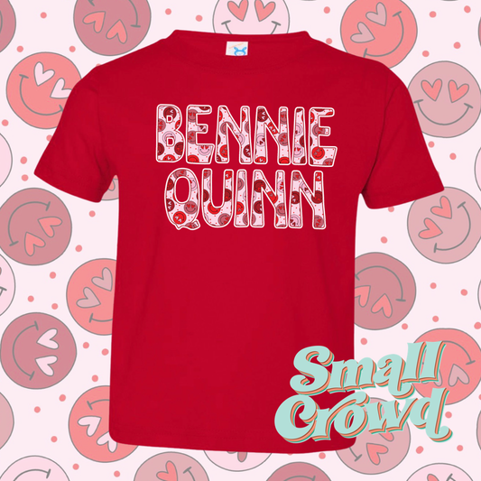 Valentine Smiley Name tee - red