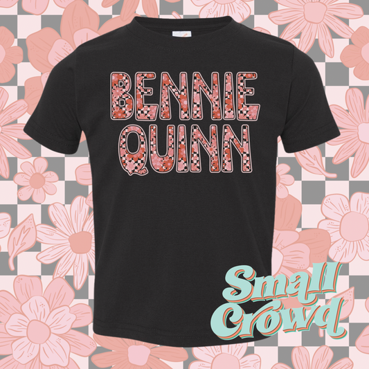 Valentine Floral Checkered Name tee - black