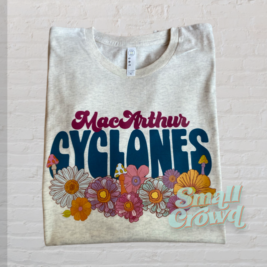 Retro Flower School tee - Heather Natural